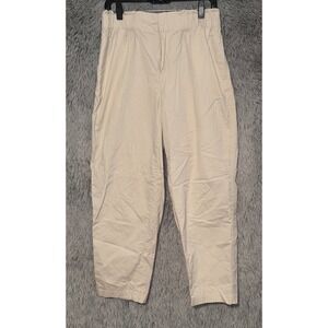 A New Day Women's Beige High Waist Elastic Waist Cropped Pants Size M